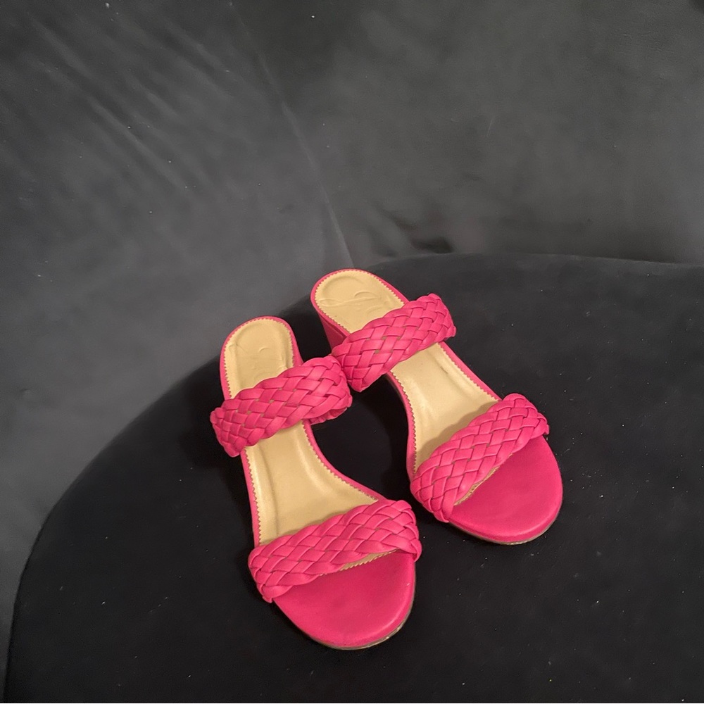 Pink J. Crew Lucie Braided Strap Heel Sandal, Size 7 - Picture 4 of 5